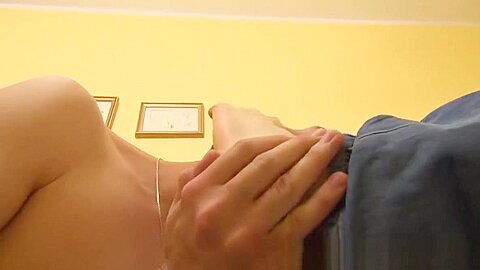 Sexy twinks massage each others feet and ass fuck on the bed