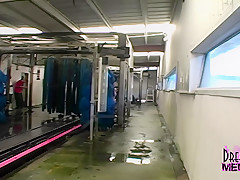 She Actually Walks Naked Through A Car Wash