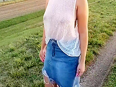 She Flashes Her Tits In Public  See-through Blouse