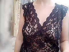 She Flashes Her Tits In Public  See-through Blouse