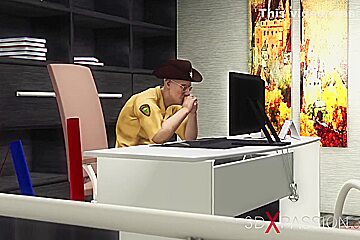 Sheriff  Episode 3  Fuck Machine And Sexy Busty Brunette In Cuffs In The Basement