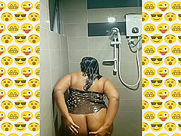 Silk Smita Shower Tease Showing Her Big Chunky Ass And Big Brown Nipples Perking And Horny