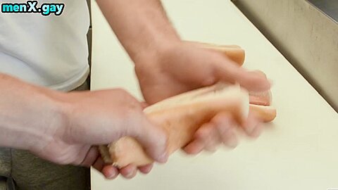 Skinnier bottom stud assdrilled till cum on the kitchen