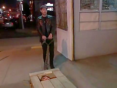 Slave anal fucked at punk public show