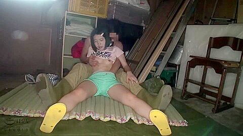 Slim Asian Babe With Perky Tits Fucked In The Garage