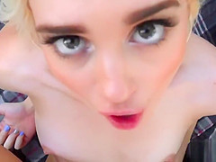 Slim blonde bangs in public for fast cash