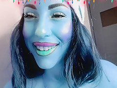 Smurfette Plays With Her Giant Blue Tits And Butt
