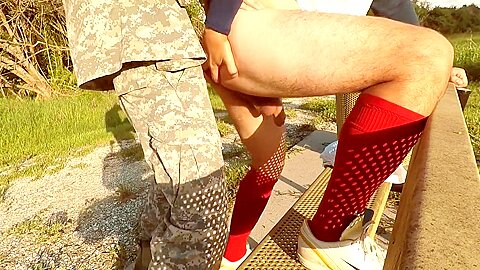 Soldier fucks soccer jock (anonymous uniform army marine bareback outdoor)