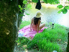 Solo Girl Exhibiting Outdoor At The River