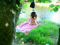 Solo Girl Exhibiting Outdoor At The River