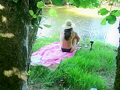 Solo Girl Exhibiting Outdoor At The River