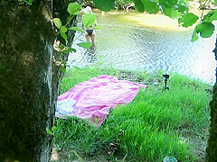 Solo Girl Exhibiting Outdoor At The River