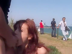 Spanish slave fucked at ocean view