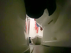 Spying chubby girl taking her shower