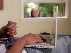 Spying teen 18+ smashed by a new ebony neighbors huge dick