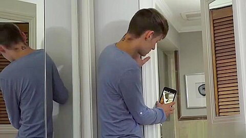 Stepson spies on stepdad in the shower and gets caught