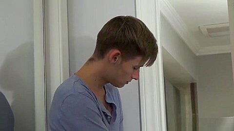 Stepson spies on stepdad in the shower and gets caught