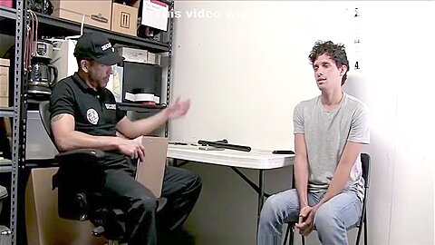 Straight Security Officer Fucks Young Gay Perp With His Baton