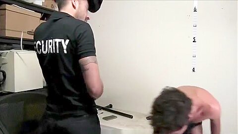 Straight Security Officer Fucks Young Gay Perp With His Baton