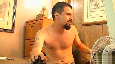 Straight Step dad Jacks Off In Home Office