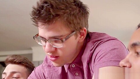 Straight guy joins gay roommates for threesome fucking