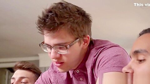 Straight guy joins gay roommates for threesome