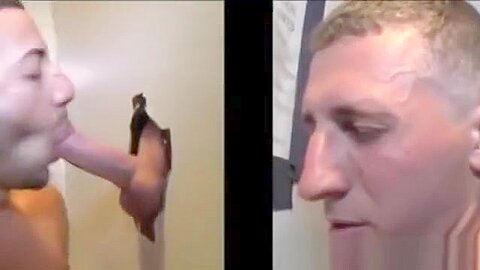 Straight guy loved his blowjob throguht he gloryhole
