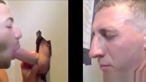 Straight guy loved his blowjob throguht he gloryhole