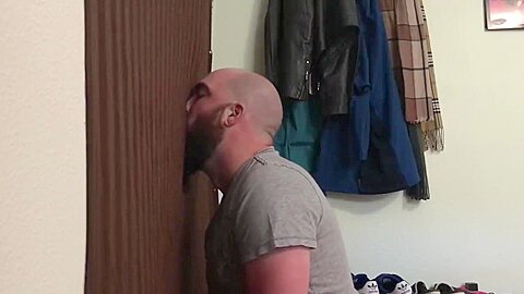 Straight married guy feeding me at my homemade glory hole