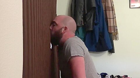 Straight married guy feeding me at my homemade glory hole