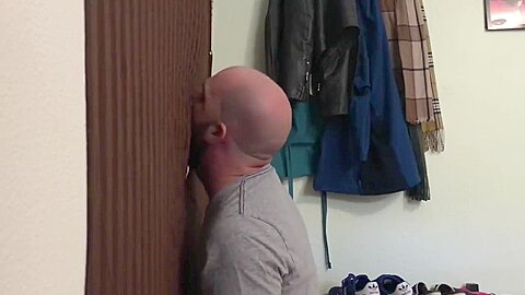 Straight married guy feeding me at my homemade glory hole