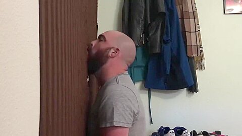 Straight married guy feeding me at my homemade glory hole
