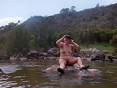 Strip to Nude a public River Crossing Swim & Fuck(Sorry for the water drop)