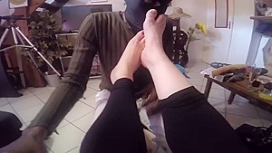 Sucking his two mistress toes and feet