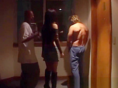 Swank-pass Monica Mattos sucks and fucks thick cock while being watched