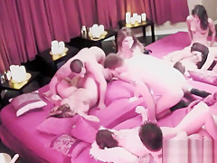 Swinger couples have a session of honoring the beloved They all dive in fun and swing