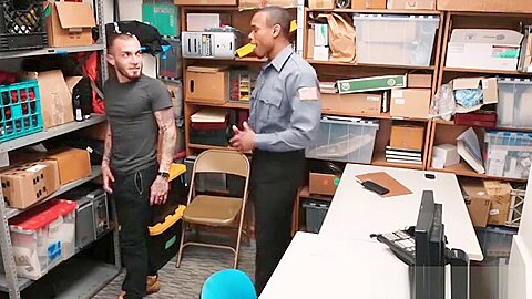 Tattoo Shoplifter Bareback Fucked By Black Security Officer