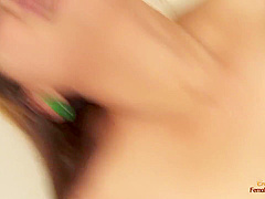 Tattooed Asian Chick Squeezes Her Small Tits While Fucking In Different Positions