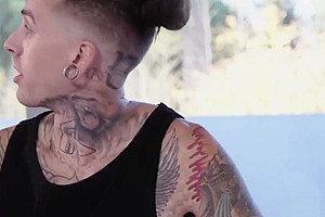 Tattooed Ruckus destroys TS tight ass
