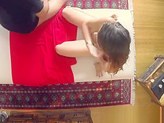 Tattooed beauty pleases masseurs big dick