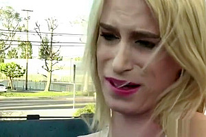 Tgirl gets her ass screwed by trash guys dick