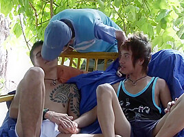 Thai Guy With Huge Cock In Hot Outdoor Trio Fuck