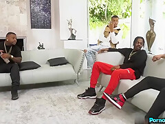 The French Maid Sucks On A Group Of Big Black Ebony Meat Sticks With Anissa Kate