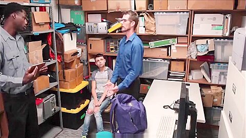 Twink Stepson Caught Shoplifting Threesome With Step Dad And Black Officer