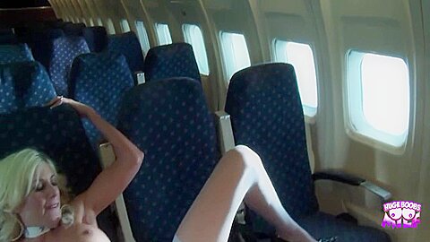Two Flight Attendants On A Plane Play With Their Dildos In Their Tight Pussies