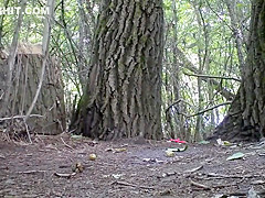 Two Girls Pee On The Tree, Spy , One After The Other