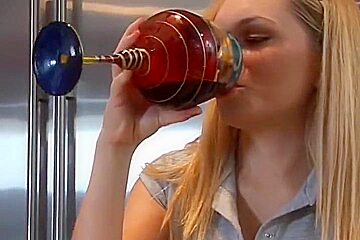 Two Hot White Lesbian Sluts Brew Some Wine And Finger Fuck Each Other