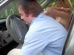 Two Naughty Babes From France Sharing Two Cocks Near The Road