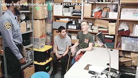 Two Straight Boys Caught Shoplifting Fucked By Black Gay Officer