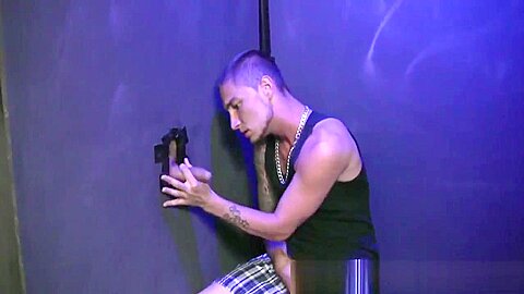 Two amateur horny studs enjoy in hot glory hole sex scene